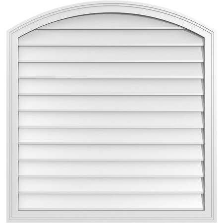 Ekena Millwork Arch Top Surface Mount PVC Gable Vent: Functional, w/ 2"W x 1-1/2"P Brickmould Frame, 36"W x 38"H GVPAR36X3802SF